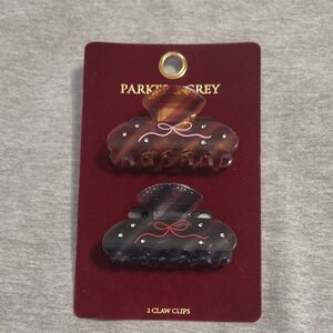 Parker & Grey Tortoise & Black Bow Claw Clip